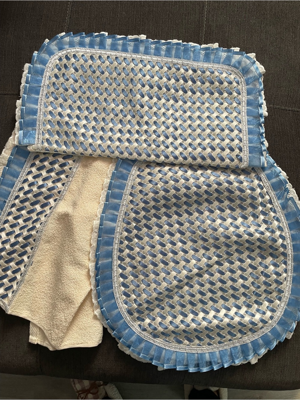 Blue and White Decorative Bathroom Mat Set - Home Accents